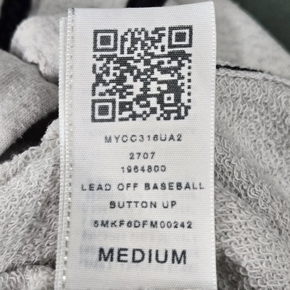 True Religion Men‎ Jersey M Gray Logo Lead Off Baseball Button